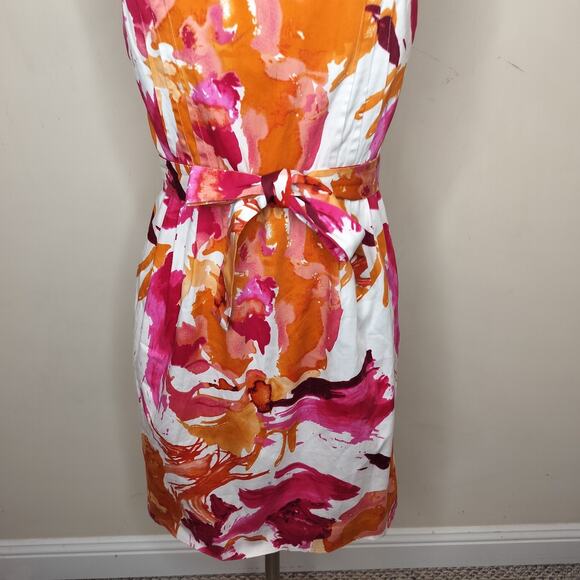 Calvin Klein Floral Belted Dress Stretch Cotton - Picture 3 of 7
